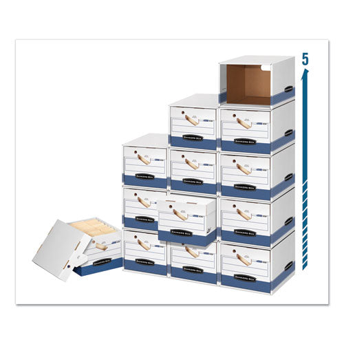 Image of Bankers Box® Presto Ergonomic Design Storage Boxes, Letter/legal Files, 12.88" X 16.5" X 10.38", White/blue, 12/carton