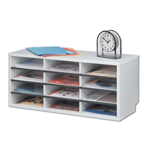 Image of Fellowes® Particle Board Desktop Sorter, 12 Compartments, 29 x 11.88 x 12.9, Dove Gray