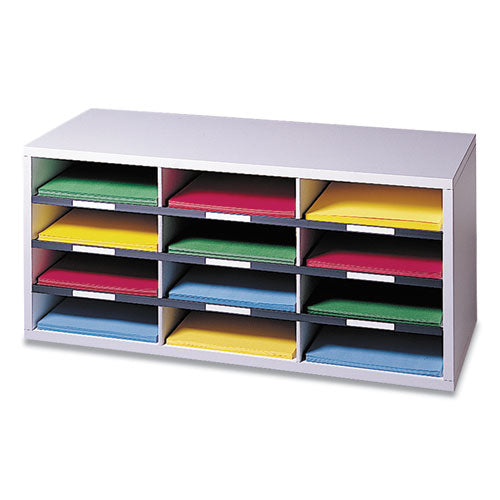 Image of Fellowes® Particle Board Desktop Sorter, 12 Compartments, 29 x 11.88 x 12.9, Dove Gray