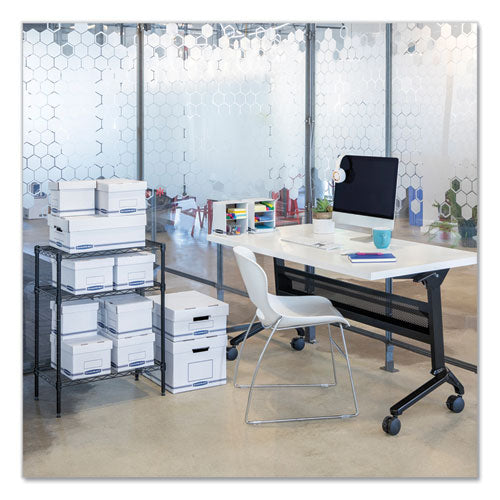 Image of Bankers Box® Organizer Storage Boxes, X-Large, 12.75" X 16.5" X 10.5", White/blue, 12/carton