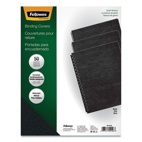 Image of Fellowes® Expressions Classic Grain Texture Presentation Covers for Binding Systems, Black, 11.25 x 8.75, Unpunched, 200/Pack