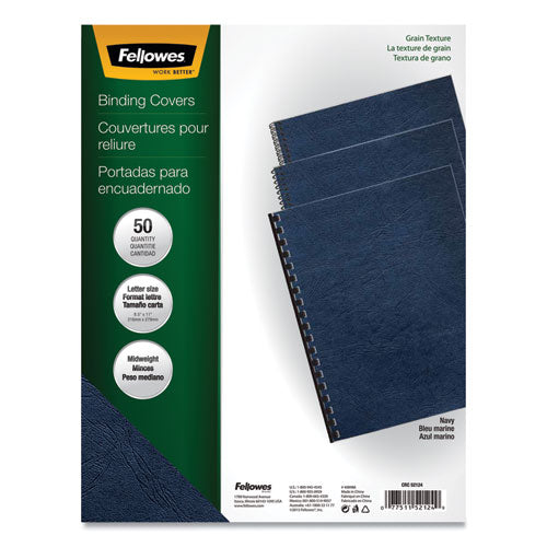 Image of Fellowes® Classic Grain Texture Binding System Covers, 11 X 8.5, Navy, 50/pack