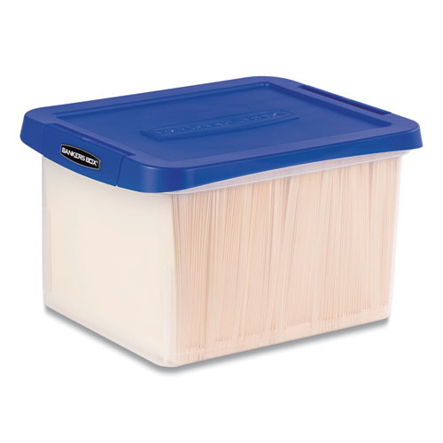 Image of Bankers Box® Heavy Duty Plastic File Storage, Letter/legal Files, 14" X 17.38" X 10.5", Clear/blue