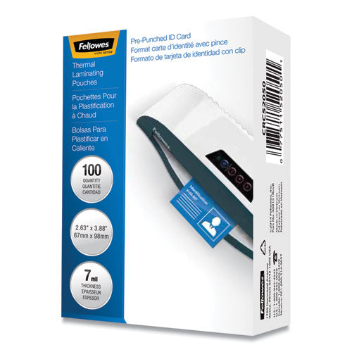 Image of Fellowes® Laminating Pouches, 7 Mil, 3.88" X 2.63", Gloss Clear, 100/pack