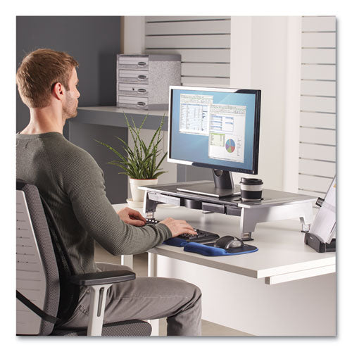 Image of Fellowes® Office Suites Premium Monitor Riser, 27" X 14" X 4" To 6.5", Black/silver