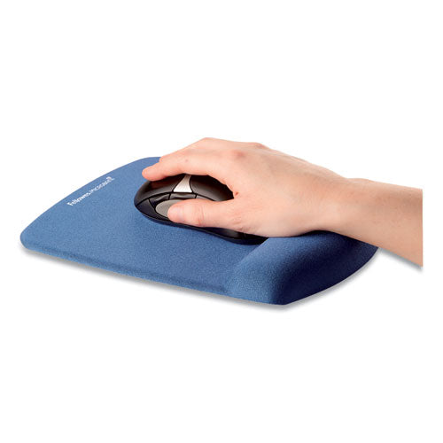Image of Fellowes® PlushTouch Mouse Pad with Wrist Rest, 7.25 x 9.38, Blue