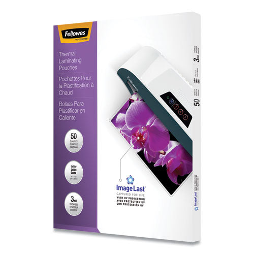 Image of Fellowes® Imagelast Laminating Pouches With Uv Protection, 3 Mil, 9" X 11.5", Clear, 50/pack