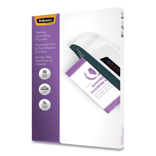 Image of Fellowes® Laminating Pouches, 3 Mil, 9" X 14.5", Gloss Clear, 50/pack