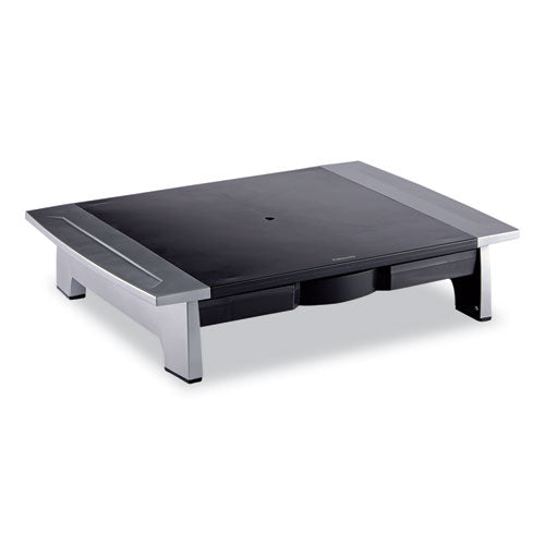Image of Fellowes® Office Suites Standard Monitor Riser, For 21" Monitors, 19.78" X 14.06" X 4" To 6.5", Black/silver, Supports 80 Lbs