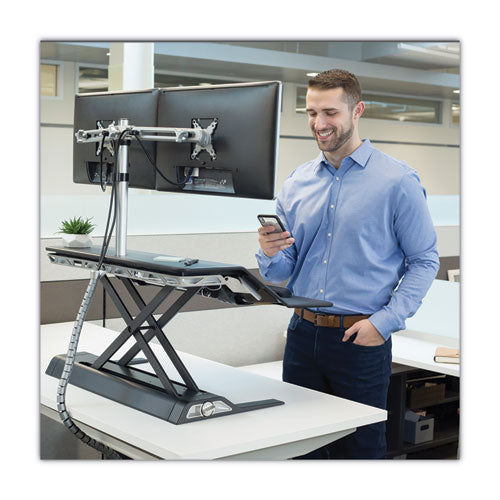 Image of Fellowes® Lotus Dx Sit-Stand Workstation, 32.75" X 24.25" X 5.5" To 22.5", Black