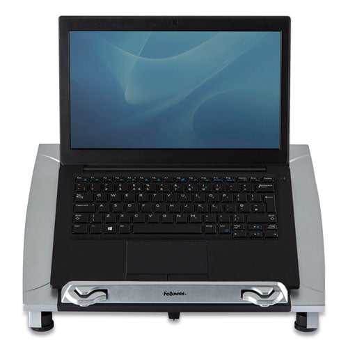 Image of Fellowes® Office Suites Laptop Riser Plus, 15.06" X 10.5" X 6.5", Black/silver, Supports 10 Lbs