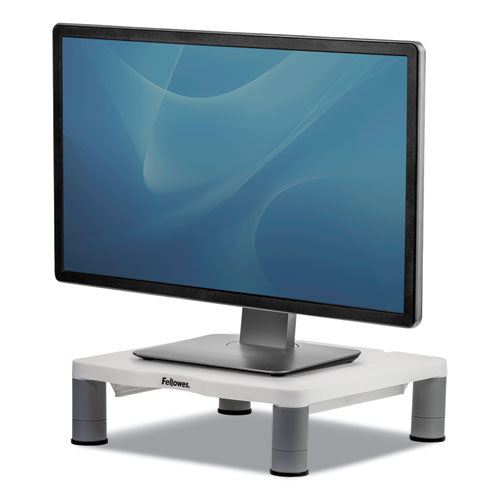 Image of Fellowes® Standard Monitor Riser, For 21" Monitors, 13.38" X 13.63" X 2" To 4", Platinum/graphite, Supports 60 Lbs