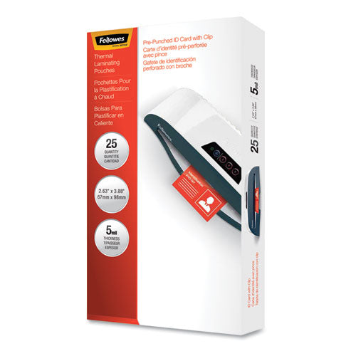Image of Fellowes® Laminating Pouches, 5 Mil, 3.88" X 2.63", Gloss Clear, 25/pack