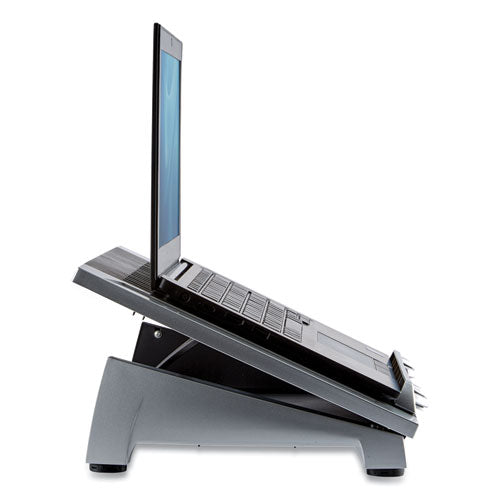 Image of Fellowes® Office Suites Laptop Riser Plus, 15.06" X 10.5" X 6.5", Black/silver, Supports 10 Lbs