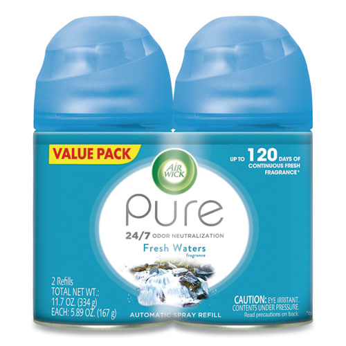 Image of Air Wick® Freshmatic Ultra Spray Refill, Fresh Waters, 5.89 Oz Aerosol Spray, 2/pack 3 Packs/carton