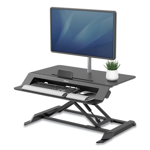 Image of Fellowes® Lotus Lt Sit-Stand Workstation, 34.38" X 28.38" X 7.62", Black