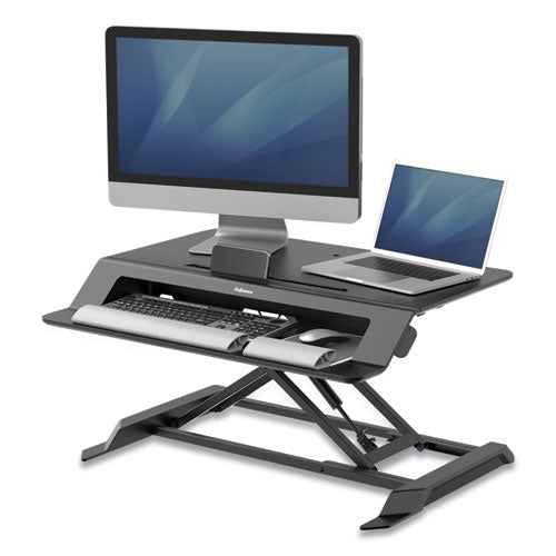 Image of Fellowes® Lotus Lt Sit-Stand Workstation, 34.38" X 28.38" X 7.62", Black