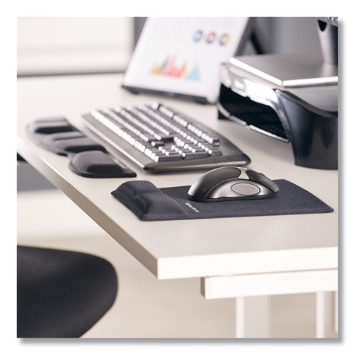 Image of Fellowes® Ergonomic Memory Foam Wrist Support with Attached Mouse Pad, 8.25 x 9.87, Black