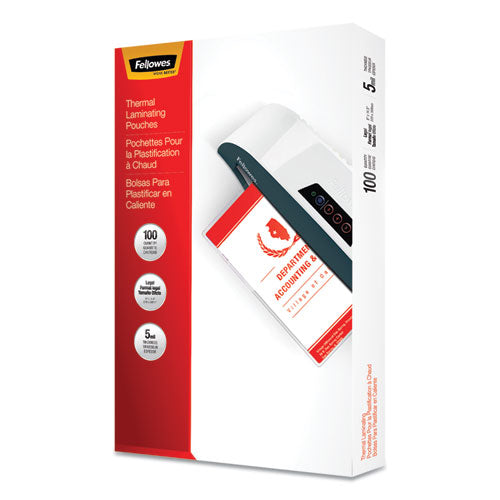Image of Fellowes® Laminating Pouches, 5 Mil, 9" X 14.5", Gloss Clear, 100/pack