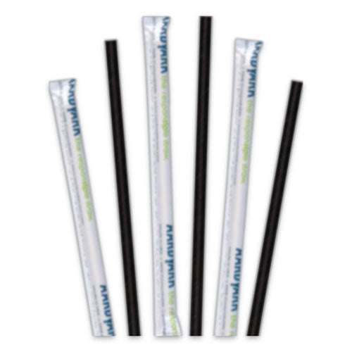 Image of Hoffmaster® Aardvark Paper Straws, 5.75", Black, 3,200/carton