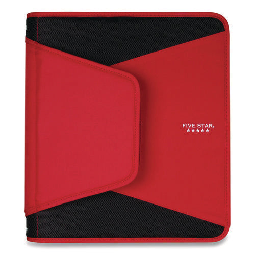 Image of Five Star® Tech Zipper Binder, 3 Rings, 1.5" Capacity, 11 X 8.5, Red/black Accents
