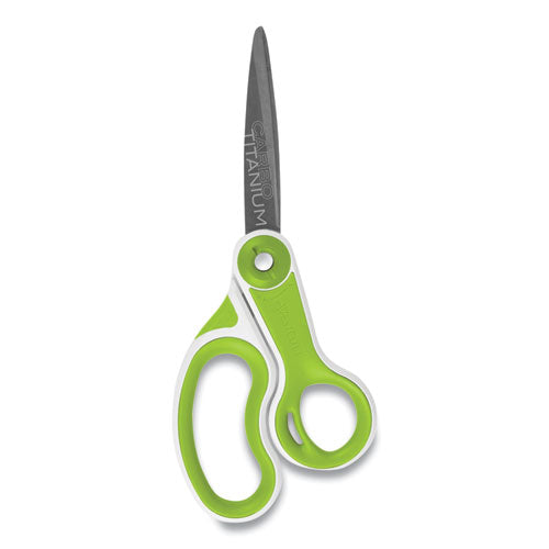 Image of Westcott® CarboTitanium Bonded Scissors, 8" Long, 3.25" Cut Length, Straight White/Green Handle