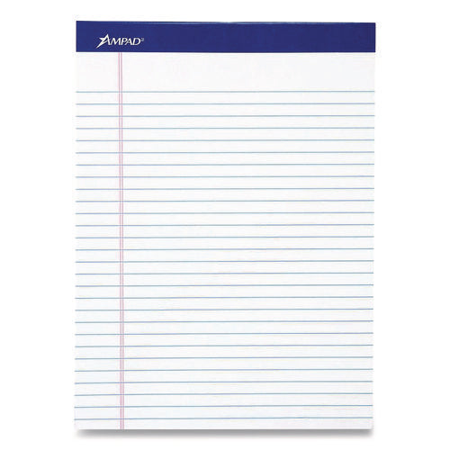 Image of Ampad® Perforated Writing Pads, Wide/legal Rule, 50 White 8.5 X 11.75 Sheets, Dozen