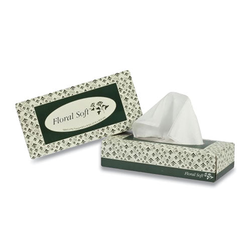 Image of Floral Soft® White Facial Tissue, 2-Ply, 100 Sheets/Box, 30 Boxes/Carton