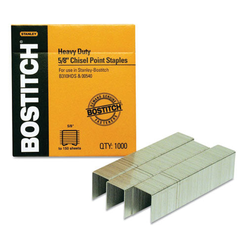 Image of Bostitch® Heavy-Duty Premium Staples, 0.63" Leg, 0.5" Crown, Carbon Steel, 1,000/box