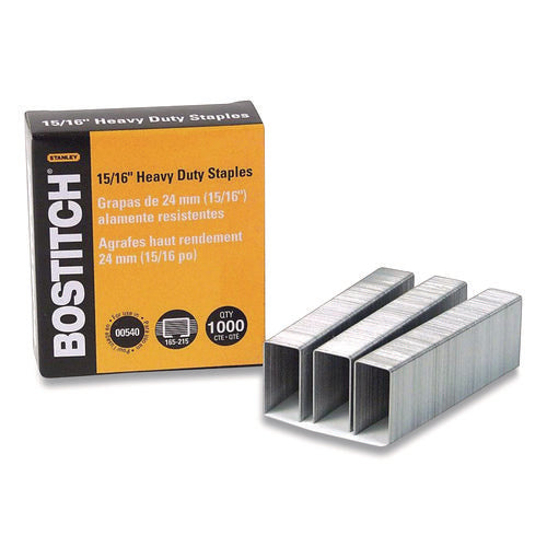 Image of Bostitch® Heavy-Duty Premium Staples, 0.94" Leg, 0.5" Crown, Carbon Steel, 1,000/Box