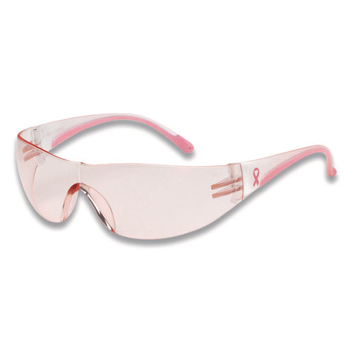 Image of Bouton® Eva Optical Safety Glasses, Scratch-Resistant, Pink Lens, Pink/Clear Frame