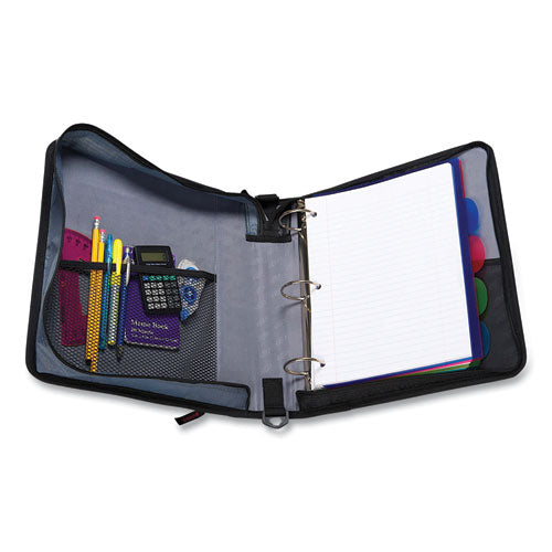 Image of Case it Classic Zipper Binder, 3 Rings, 2" Capacity, 11 X 8.5, Black/gray Accents
