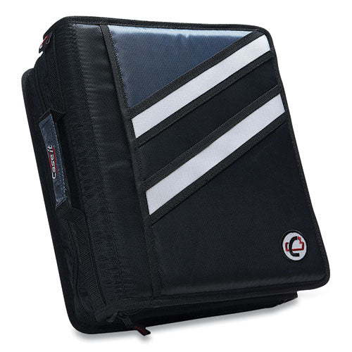 Image of Case it Z-System 2-In-1 Zipper Binder, 3 Rings (x2), 1.5" Capacity (x2), 11 X 8.5, Black/gray Accents