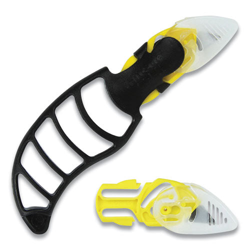Image of CrewSafe X-Trasafe Cartridge Knife Kit, Four Assembled Knives, 8 Replacement Blade Cartridges, Yellow