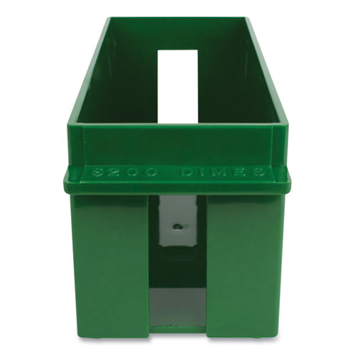 Image of CONTROLTEK® Extra-Capacity Coin Tray, Dimes, 1 Compartment, Denomination And Capacity Etched On Side, 10.5 X 4.75 X 5, Plastic, Green