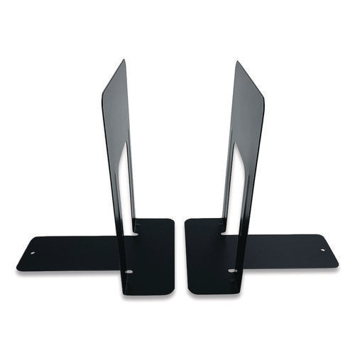 Image of Huron Steel Bookends, Contemporary Style, Nonskid, 6 x 8 x 9.25, Black, 1 Pair