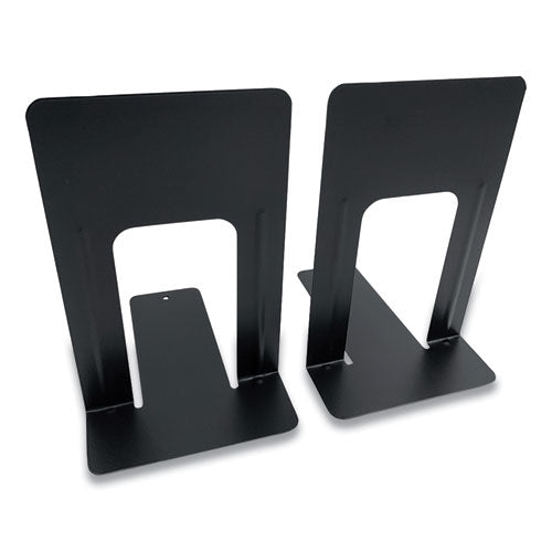 Image of Huron Steel Bookends, Contemporary Style, Nonskid, 6 x 8 x 9.25, Black, 1 Pair