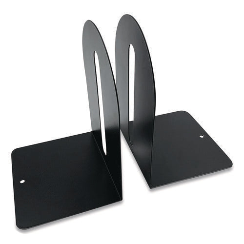Image of Huron Steel Bookends, Fashion Style, Nonskid, 5.5 x 4.75 x 7.25, Black, 1 Pair