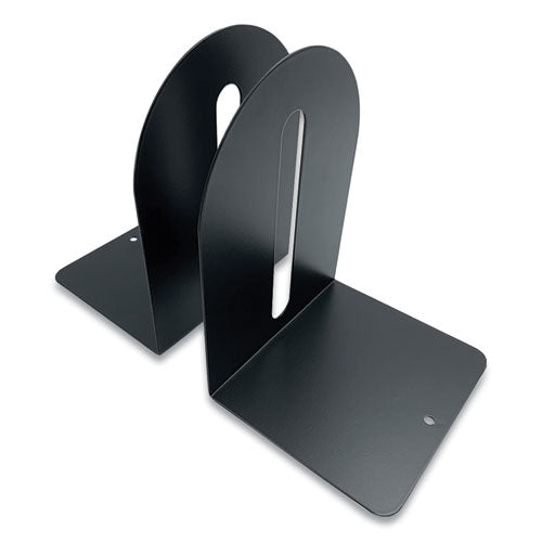 Image of Huron Steel Bookends, Fashion Style, Nonskid, 5.5 x 4.75 x 7.25, Black, 1 Pair