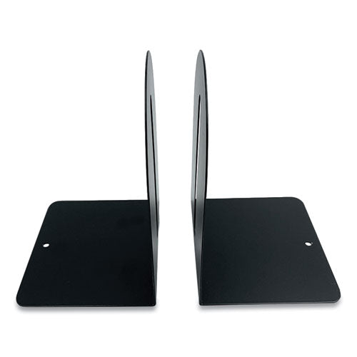 Image of Huron Steel Bookends, Fashion Style, Nonskid, 5.5 x 4.75 x 7.25, Black, 1 Pair