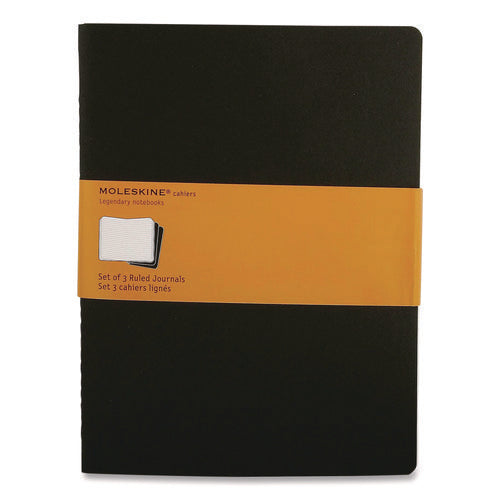 Image of Moleskine® Cahier Journal, 1-Subject, Narrow Rule, Black Cover, (120) 9.75 x 7.5 Sheets, 3/Pack