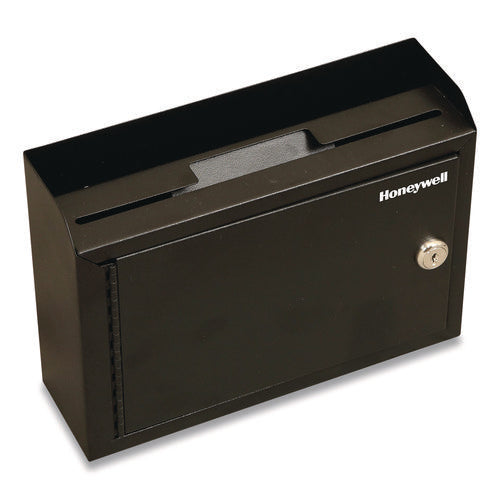 Image of Honeywell Drop Box Safe With Keys, 9.9 X 3 X 7.1, 0.12 Cu Ft, Black