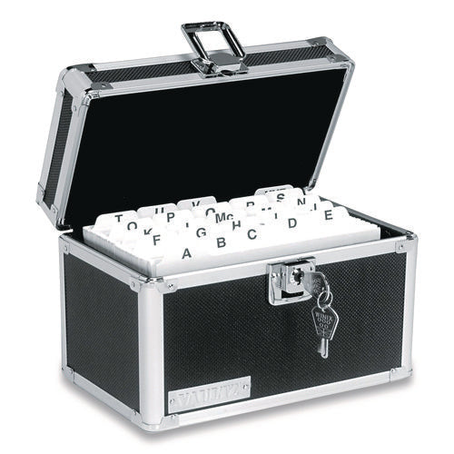 Image of Vaultz® Locking Index Card File, Holds 550 5 X 8 Cards, 8.75 X 5.5 X 5.75, Black