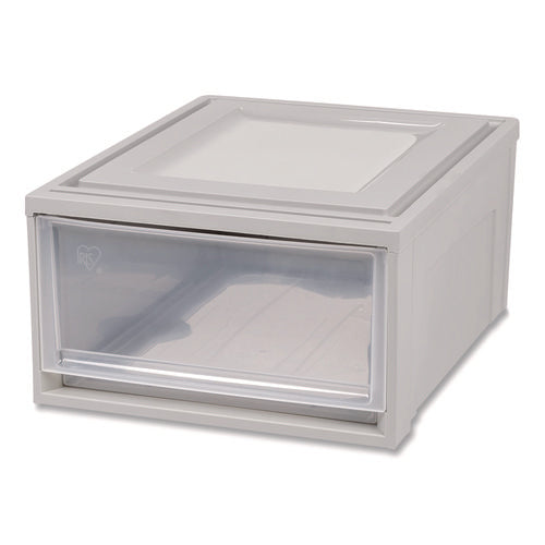 Image of IRIS Stackable Storage Drawer, 7.75 Gal, 15.75" X 19.62" X 9", Gray/translucent Frost