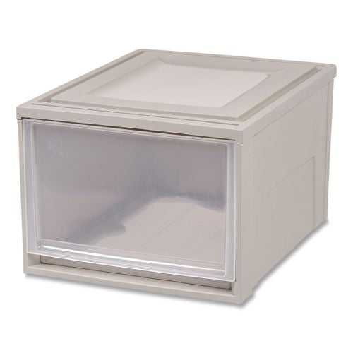 Image of IRIS Stackable Storage Drawer, 10.85 Gal, 15.75" X 19.62" X 11.5", Gray/translucent Frost
