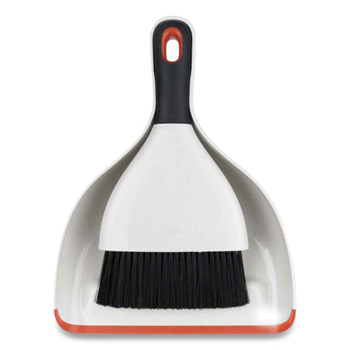 Image of OXO Good Grips Dust Pan And Brush, 12 X 9, 2" Handle, Plastic, White