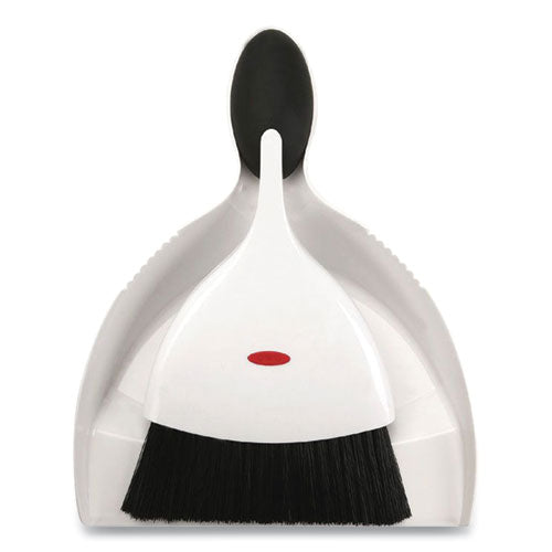 Image of OXO Good Grips Dust Pan And Brush, 12 X 9, 2" Handle, Plastic, White