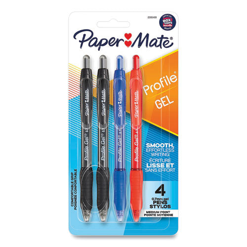 Image of Paper Mate® Profile Gel Pen, Retractable, Medium 0.7 Mm, Assorted Ink And Barrel Colors, 4/pack