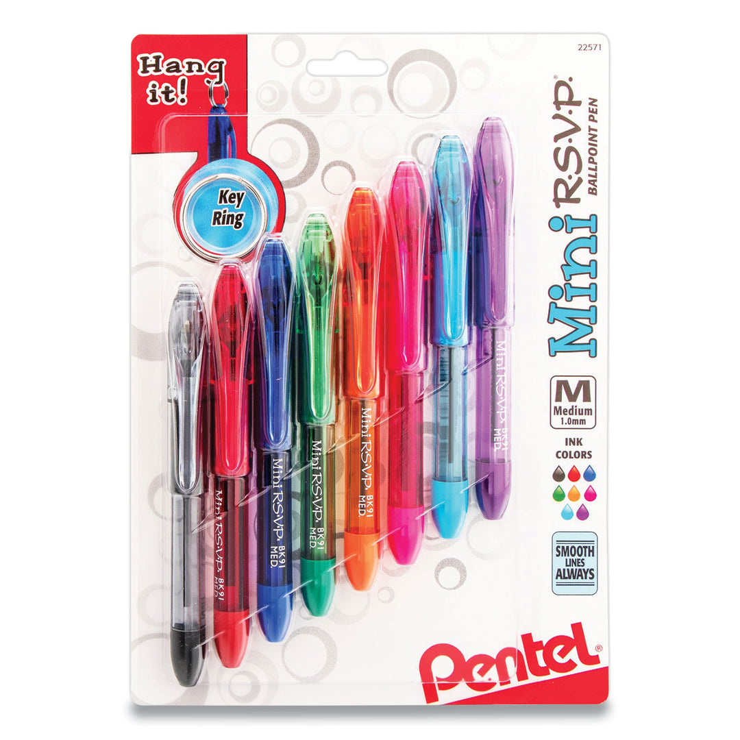 Image of Pentel® Mini R.s.v.p. Ballpoint Pen, Stick, Medium 1 Mm, Assorted Ink And Barrel Colors, 8/pack