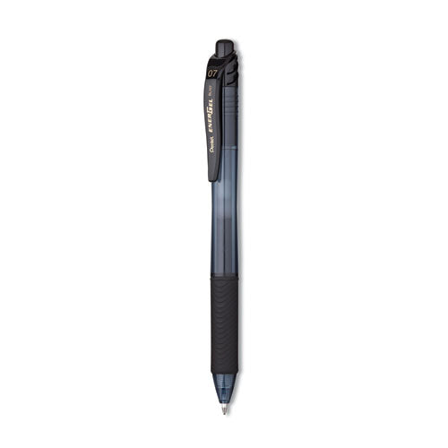Image of Pentel® EnerGel-X Gel Pen, Retractable, Medium 0.7 mm, Black Ink, Smoke/Black Barrel, 5/Pack